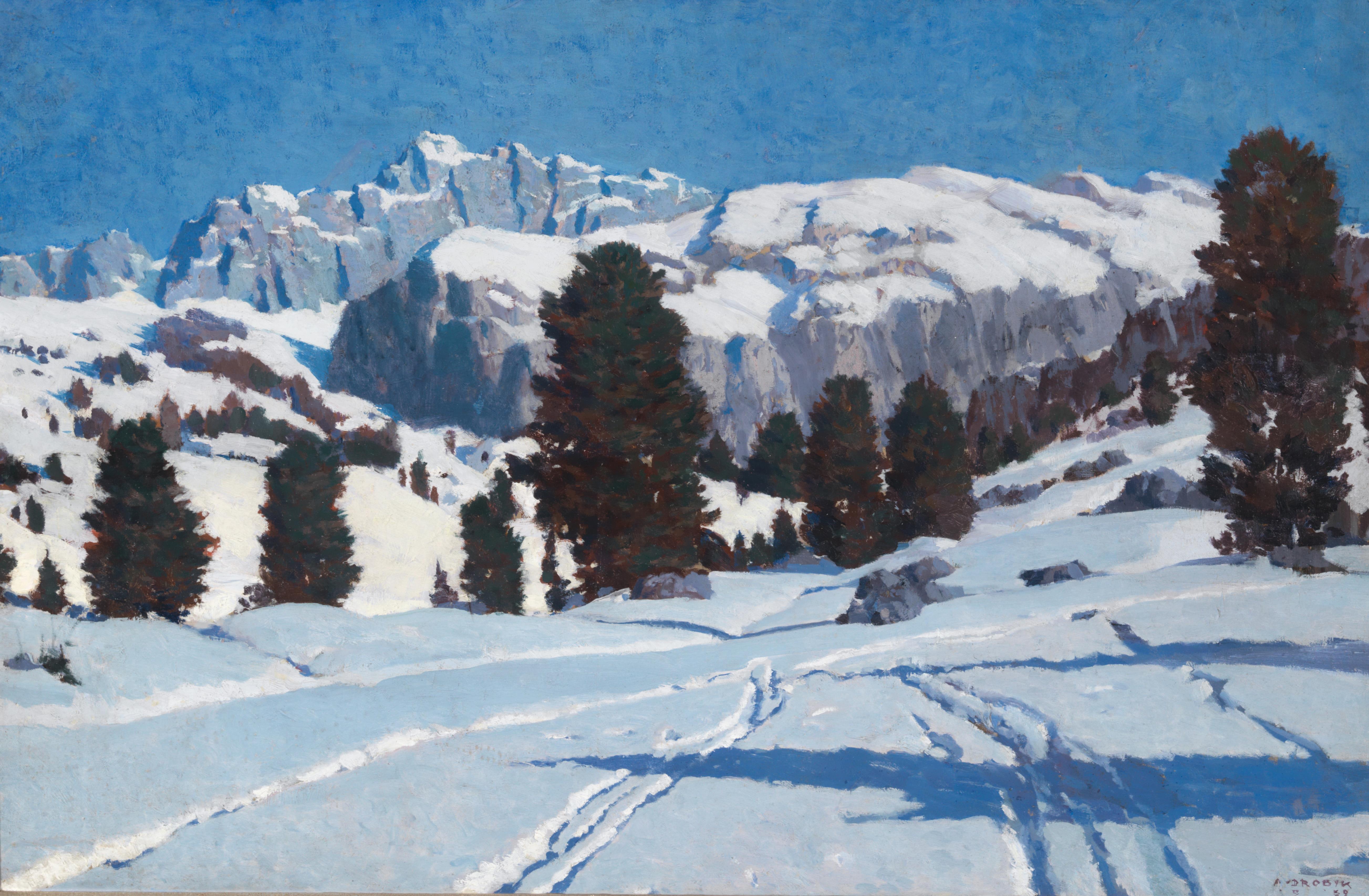 A Winter Landscape in Kitzbühel by Alexander Drobik - Auction record, sale price, and art valuation. Compare with similar artists and explore comparable artworks.
