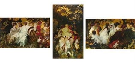 Modern Amoretti, triptych by Hans Makart - Auction record, sale price, and art valuation. Compare with similar artists and explore comparable artworks.