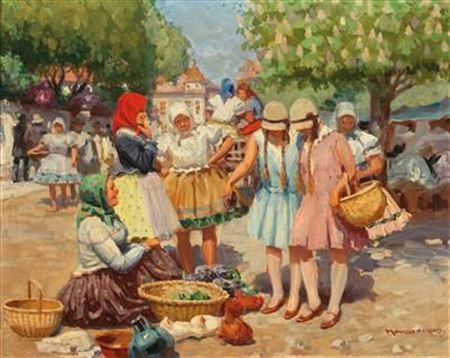 At the Market by Jozef Teodor Mousson - Auction record, sale price, and art valuation. Compare with similar artists and explore comparable artworks.