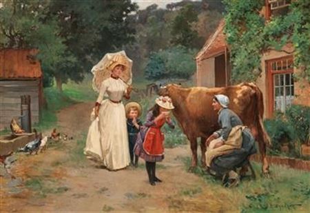 A Visit to a Farmyard by Emile Charles Dameron - Auction record, sale price, and art valuation. Compare with similar artists and explore comparable artworks.