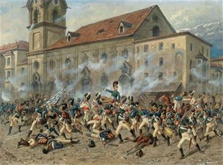 Karl Freiherr von Ditfurth fighting the Tyroleans in front of the Hospital Church in Innsbruck by Louis Ludwig Braun - Auction record, sale price, and art valuation. Compare with similar artists and explore comparable artworks.