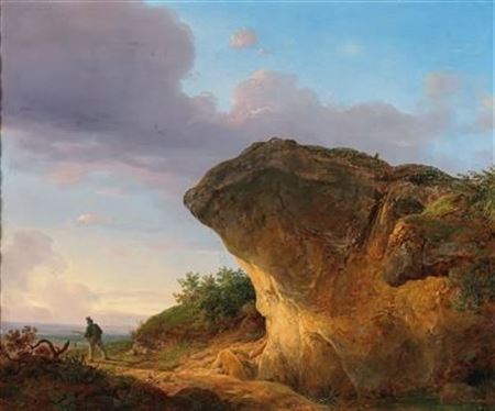Hunter before a Rock