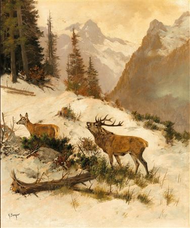 Rehwild in winterlicher Berglandschaft by Georg Maria Berger - Auction record, sale price, and art valuation. Compare with similar artists and explore comparable artworks.