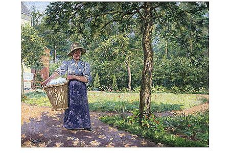 "Lady with wax in a garden"