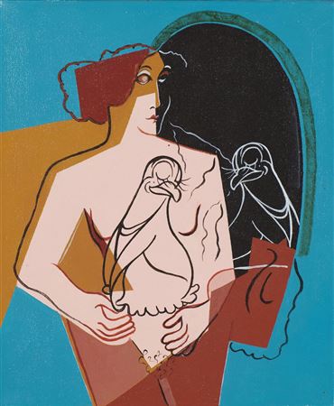 MODEM MYTHOLOGIES - MADONNA BEFORE DARK GLASS WITH SAD PENGUIN