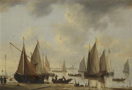 Marine, with the city of Dordrecht in the distance by Jacob Adriaensz Bellevois - Auction record, sale price, and art valuation. Compare with similar artists and explore comparable artworks.