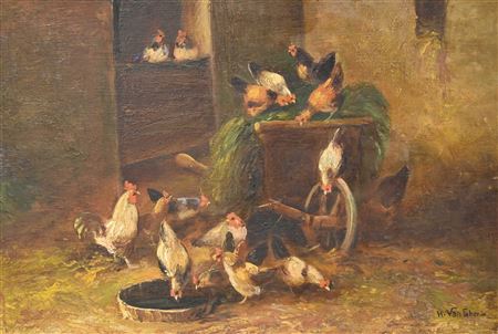 Scène de basse-cour, les coqs by Hans Faber du Faur - Auction record, sale price, and art valuation. Compare with similar artists and explore comparable artworks.