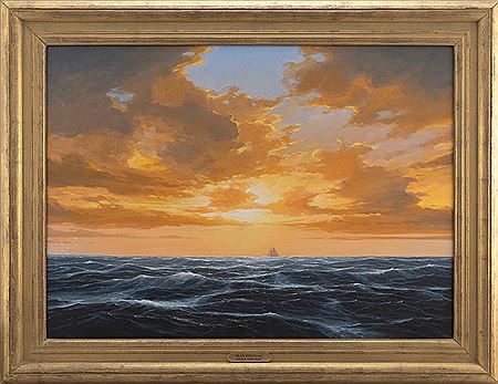 "Daybreak", 1999, depicting the yacht Coronet in the distance after a night of squalls.