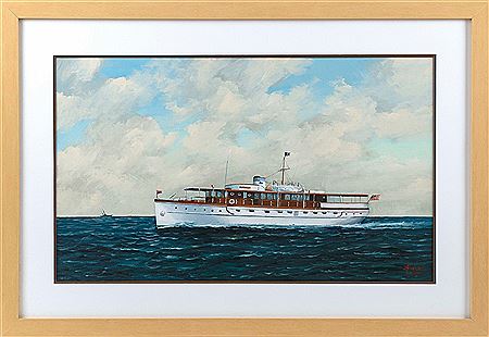 Portrait of the motor yacht Pilgrim II.