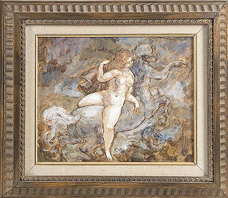 Classical Study Of A Nude Woman On The Back Of A Minotaur