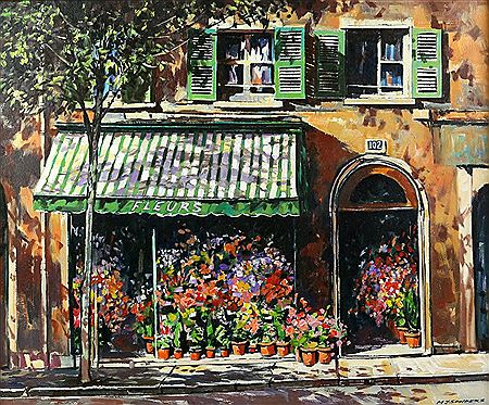 Street view of a flower shop