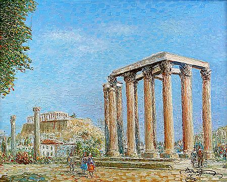 Stylea of Olympia Zeus with Acropolis beyond, Athens