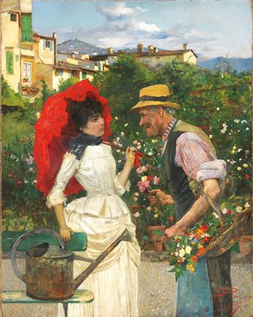 In the greenhouse, 1885
