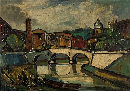 Rome, view of the Tiber with the Tiber Island
