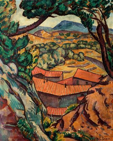 French landscape with roofs by Alcide Marie Le Beau - Auction record, sale price, and art valuation. Compare with similar artists and explore comparable artworks.