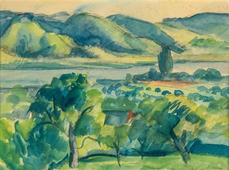 Sommerliche Bodenseelandschaft mit Flusslauf