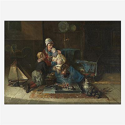 Mother with Children in Interior