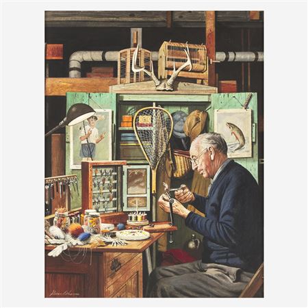 Tying Flies (Saturday Evening Post Cover)