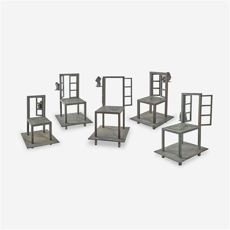 Five Chairs with Poems, 1994 by Bucky Schwartz - Auction record, sale price, and art valuation. Compare with similar artists and explore comparable artworks.