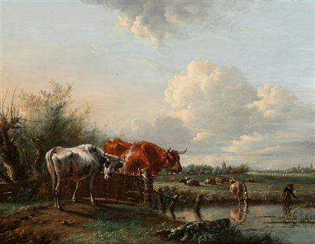 A) Shepherd Watching the Cattle; b) Shepherd Guiding the Cattle