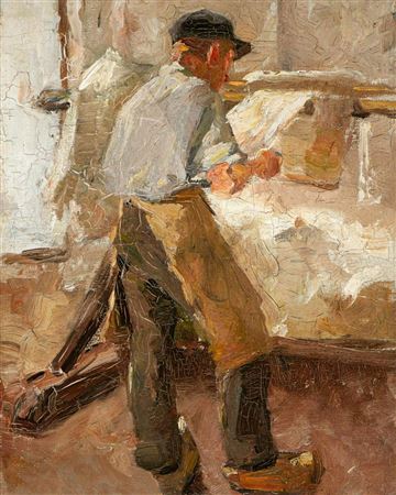 A Young Workman at a Stretching Frame (1890-1891) by Anthon Gerhard Alexander Ridder Van Rappard - Auction record, sale price, and art valuation. Compare with similar artists and explore comparable artworks.