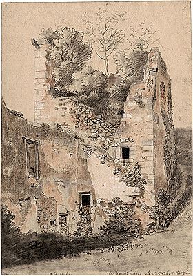 Italian mountain landscape with a waterfall