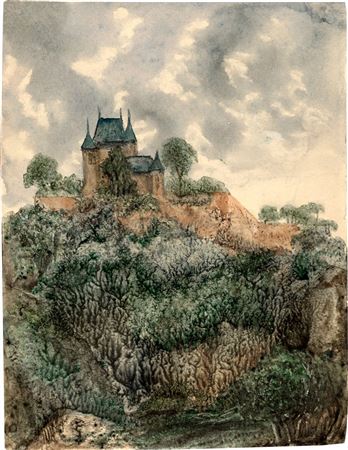 Castle on an overgrown rock slope