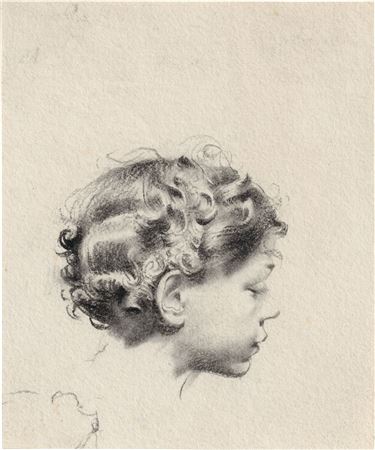 Study of a girl's head with a wreath of hair