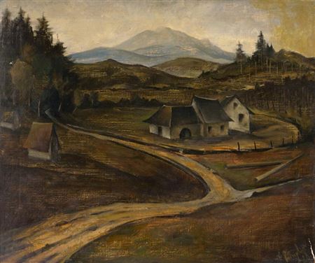 Landschaft mit Gehöft