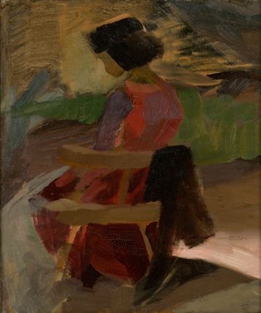 Mädchen in Rot auf der Bank by Martin Stekker - Auction record, sale price, and art valuation. Compare with similar artists and explore comparable artworks.