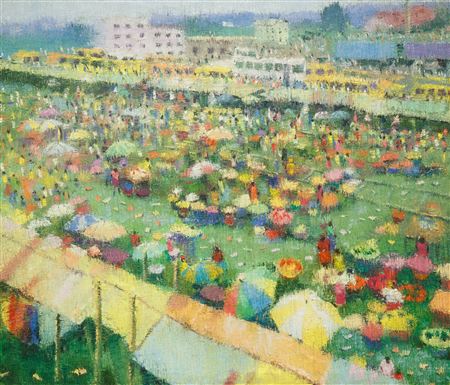 Outdoor Market, Nigeria, 2001 by Pita Ohiwere - Auction record, sale price, and art valuation. Compare with similar artists and explore comparable artworks.