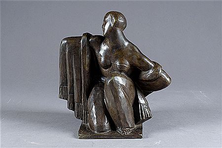Female nude with shawl.