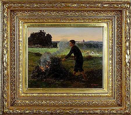 The incineration of potato foliage by Adolphe-Jean Hamesse - Auction record, sale price, and art valuation. Compare with similar artists and explore comparable artworks.
