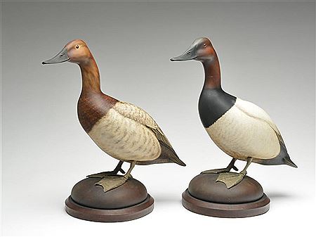 Pair of full size standing canvasbacks