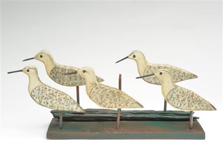Rig of five silhouette sandpipers