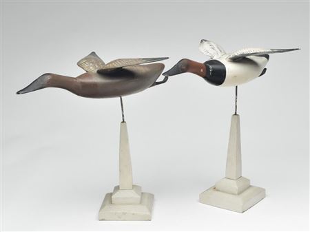Pair of flying canvasbacks by Captain John Glen - Auction record, sale price, and art valuation. Compare with similar artists and explore comparable artworks.