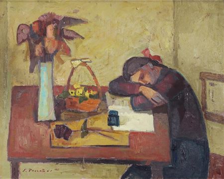 Untitleds (Artist Asleep at a Table/Seated Woman with Coffee), 1961 (lot of 2)