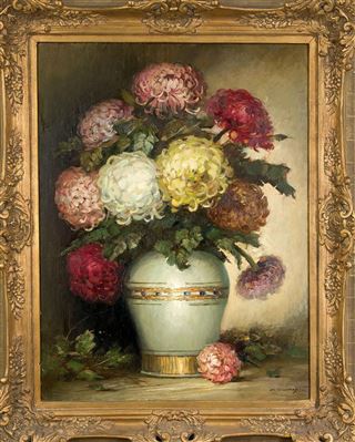 Still life of dahlias