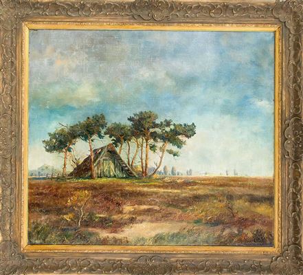 Heath landscape with croft