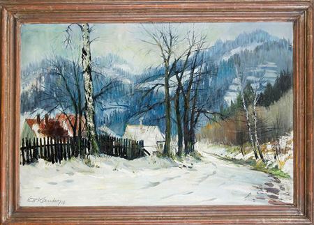 Low mountain landscape in the snow by Rudolf Kanka - Auction record, sale price, and art valuation. Compare with similar artists and explore comparable artworks.