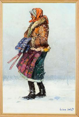 Woman in a Snowstorm by Ludvik Dobes - Auction record, sale price, and art valuation. Compare with similar artists and explore comparable artworks.