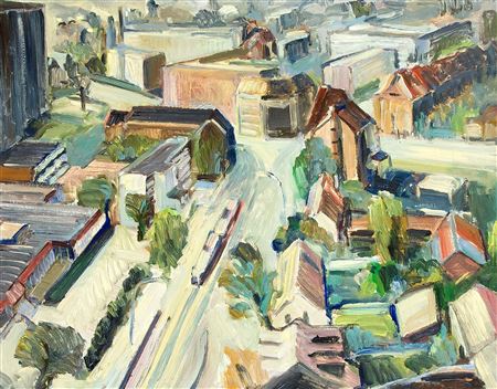 Expressive Berlin street scene from the bird's eye view
