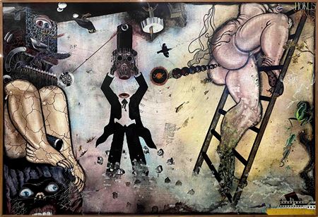 'Hokus Pokus Opus 2 - Desire for Depravity'', monumental main work with numerous typographic sprinkles, symbolic and allegorical allusions