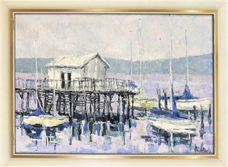 Expressive view of a jetty on Lake Constance