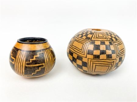 Mini Painted Gourd Pots (lot of 2)
