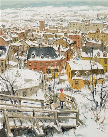 Les escaliers contre rue Lavigueur et rue Arago Est, Québec by John Little - Auction record, sale price, and art valuation. Compare with similar artists and explore comparable artworks.