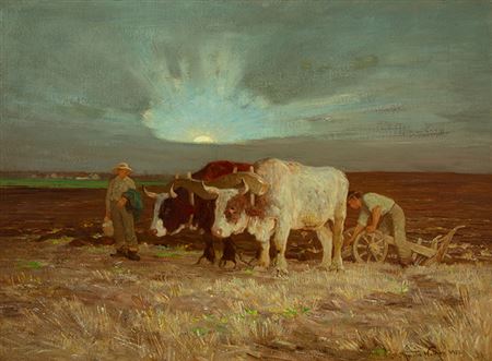 Moonrise, A Canadian Pastoral by Horatio O Walker - Auction record, sale price, and art valuation. Compare with similar artists and explore comparable artworks.