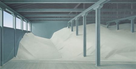 Sample artwork by Christopher Pratt (1935 - 2022), known for super real interiors, landscapes and figure painting, printmaking - View similar artists and auction records
