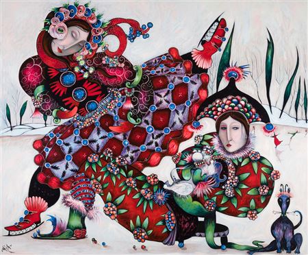 Tender Family by Toller Cranston - Auction record, sale price, and art valuation. Compare with similar artists and explore comparable artworks.