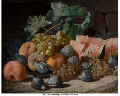 Still life with figs and watermelon